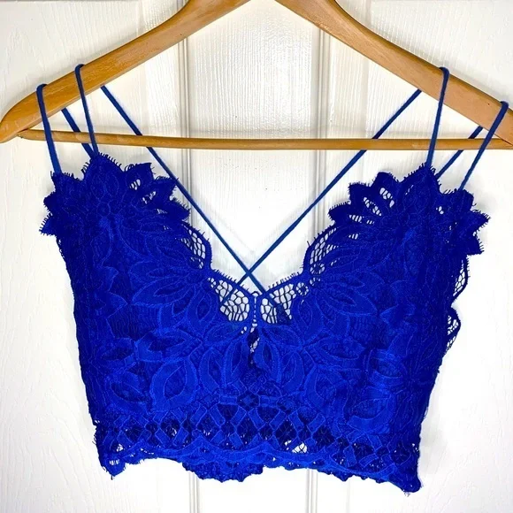 Peach Love California Lace Bralette โ Royal Blue โ Size Large Boho - Picture 1 of 6